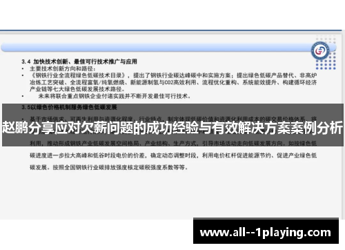 赵鹏分享应对欠薪问题的成功经验与有效解决方案案例分析